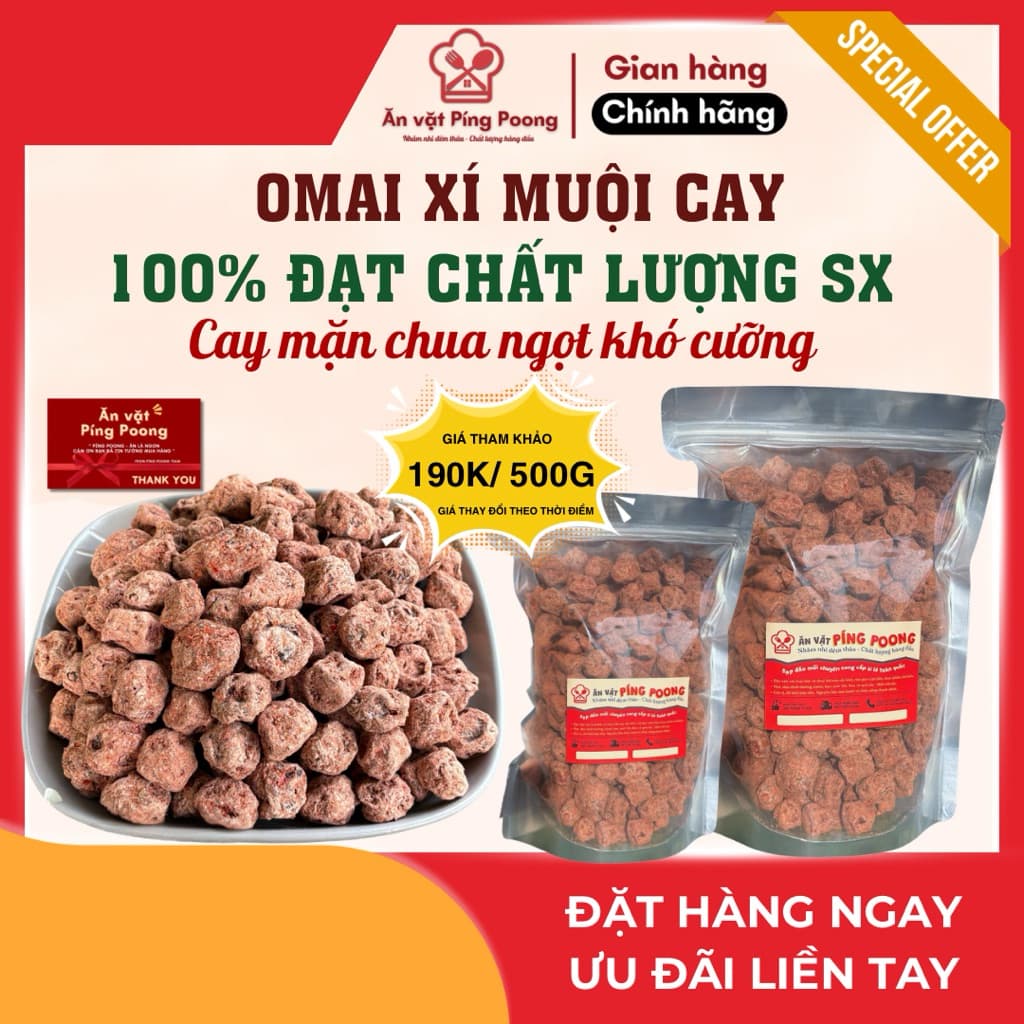 [Lon 500G] Xí muội cay, OMAI XÍ MUỘI CAY MẶN NGỌT, XÍ MUỘI CAY CÓ HẠT, VIÊN XÍ MUỘI ỚT CAY CÓ HẠT