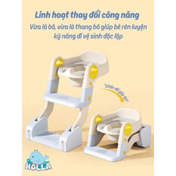 Thang bô Kèm Bô vệ sinh cho bé 2IN Bệ Lót Thu Nhỏ Bồn Cầu Có Tay Vịn Gấp Gọn An Toàn Cho Bé Yêu 3
