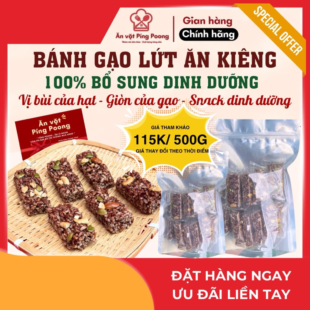 [250G-1KG] Thanh bánh gạo lứt ĂN KIÊNG ĂN CHAY ĂN LIỀN, BÁNH GẠO LỨT SẤY, GẠO LỨT MIX HẠT DINH DƯỠNG