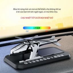 Nước hoa xe ô tô máy bay trực thăng năng lượng mặt trời kèm bảng số điện thoại cao cấp gắn taplo ô tô 1