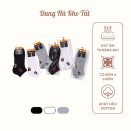 Set 10 Đôi Tất Nam Cổ Ngắn Cotton Thể Thao Chữ C Co Giãn Thấm Hút Mồ Hôi Bo Chun Êm Chân Freesize 39-44 1