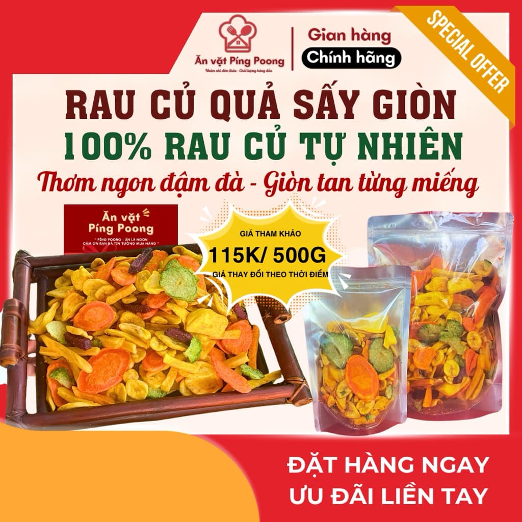 [Lon 200G] Rau củ quả sấy giòn, RAU CỦ SẤY, RAU CỦ QUẢ SẤY KHÔ, THẬP CẨM SẤY, RAU CỦ SẤY GIÒN