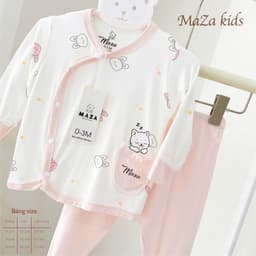 BD4. Bộ sơ sinh dài tay Mazakids vải petit mềm mỏng mát, phối túi xinh cho bé từ 3-8kg 3