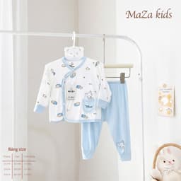 BD4. Bộ sơ sinh dài tay Mazakids vải petit mềm mỏng mát, phối túi xinh cho bé từ 3-8kg 9