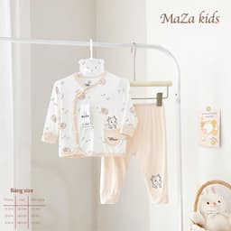BD4. Bộ sơ sinh dài tay Mazakids vải petit mềm mỏng mát, phối túi xinh cho bé từ 3-8kg 6