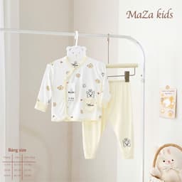 BD4. Bộ sơ sinh dài tay Mazakids vải petit mềm mỏng mát, phối túi xinh cho bé từ 3-8kg 7