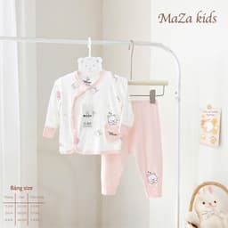 BD4. Bộ sơ sinh dài tay Mazakids vải petit mềm mỏng mát, phối túi xinh cho bé từ 3-8kg 8