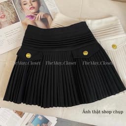 [𝑻𝒉𝒆𝑴𝒂𝒚 x 𝐐𝐂𝐂𝐂] Chân Váy Dạ Xếp Ly Ngắn Chữ A Cạp Cao 2 Lớp Có Lót Quần Hàng Quảng Châu Cao Cấp Nữ 3
