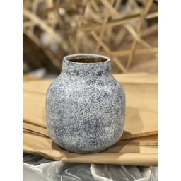 Lọ hoa decor gốm sứ Bát Tràng vân ganh men atlantic và nâu mộc dáng bóng đèn 5