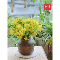 Lọ hoa decor gốm sứ Bát Tràng vân ganh men atlantic và nâu mộc dáng bóng đèn 6