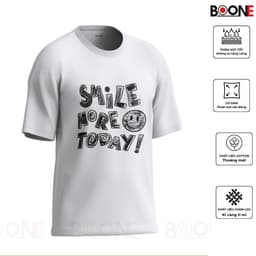Áo thun Unisex Nam Nữ in chữ SMILE MORE TODAY, chất cotton 100% - BOONE - BNE00013 3