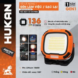 Đèn chiếu sáng dùng pin HUKAN G1-DCT006, Đèn bóng LED siêu sáng - Dùng pin sạc lại - Đế xoay 180 độ 1