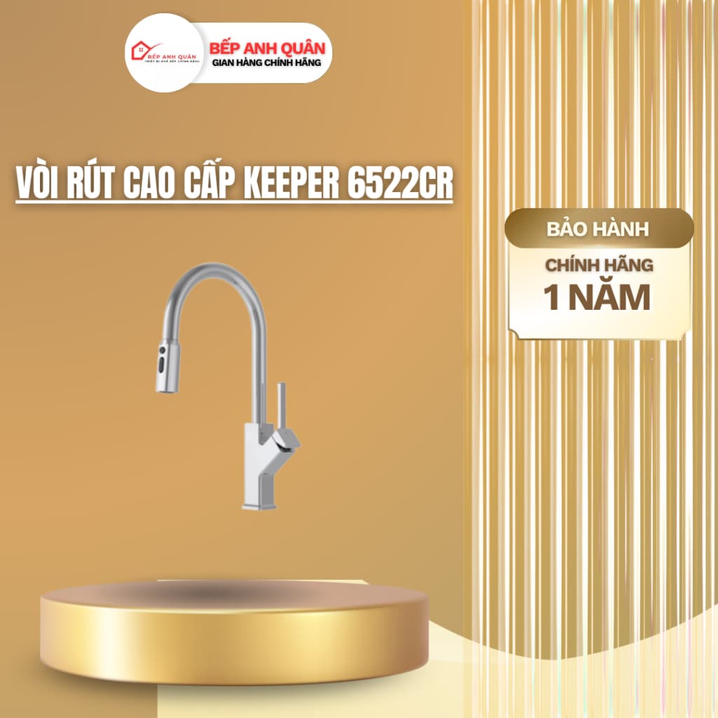 Vòi rửa rút cao cấp Keeper KP-6522CR | Vòi rửa bát 2 đường nóng lạnh | Hàng chính hãng