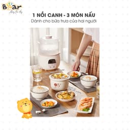 Nồi Nấu Chậm Bear SUBE001, 0.8L - 200w, 6 Chế Độ Nấu, Hàng Chính Hãng 6