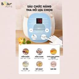 Nồi Nấu Chậm Bear SUBE001, 0.8L - 200w, 6 Chế Độ Nấu, Hàng Chính Hãng 2
