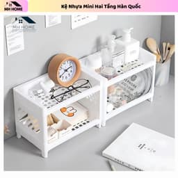 Kệ Nhựa Mini 2 Tầng Hàn Quốc Đựng Đồ Đa Năng Siêu Xinh Kệ Xếp Gọn Trang Trí Để Bàn Đồ 1