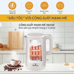 Ấm Đun Siêu Tốc Bluestone KTB-3457, Thân Ấm 2 Lớp Nhựa PP và Inox 304, 1800w-1.5Lit, Hàng Chính Hãng 7