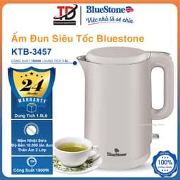 Ấm Đun Siêu Tốc Bluestone KTB-3457, Thân Ấm 2 Lớp Nhựa PP và Inox 304, 1800w-1.5Lit, Hàng Chính Hãng 1