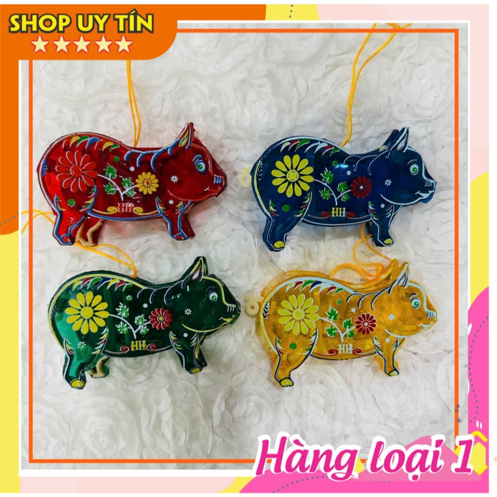 Lồng đèn trung thu kiếng mini hình heo thủ công truyền thống decor trang trí hình ngôi sao mini 10cm