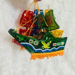 Lồng đèn trung thu kiếng mini hình con thuyền thủ công truyền thống trang trí size nhỏ 12cm 2