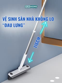 Cây chà sàn đa năng 2in1 kèm gạt nước xoay 180° GOMOP, chổi cọ vệ sinh thông minh cán dài tiện lợi 7