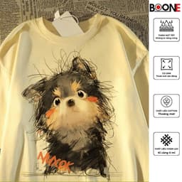 Áo thun Unisex Nam Nữ in hình CHÓ LÔNG XÙ, chất cotton 100% - BOONE - BNE00252 2