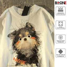 Áo thun Unisex Nam Nữ in hình CHÓ LÔNG XÙ, chất cotton 100% - BOONE - BNE00252 3
