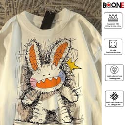 Áo thun Unisex Nam Nữ in hình Thỏ dễ thương, chất cotton 100% - BOONE - BNE00024 4