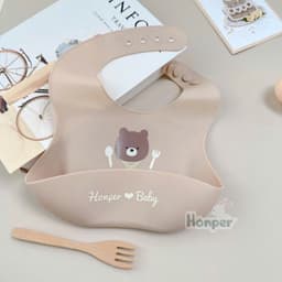 Yếm ăn dặm silicon cao cấp có máng hứng Honper 7