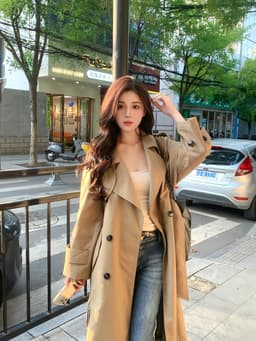 [Sẵn] Áo Khoác Mùa Thu Đông Hàn Quốc, Áo Kiểu Nữ Sang Chảnh Măng Tô Dáng Dài Đi Đà Lạt Bigsize Chali AZ809 2