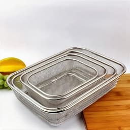 Bộ 3 Rổ Inox 304 Đa Năng Dạng Lưới Rửa Rau Củ Quả, Thoát Nước Nhanh 5