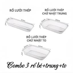 Bộ 3 Rổ Inox 304 Đa Năng Dạng Lưới Rửa Rau Củ Quả, Thoát Nước Nhanh 9