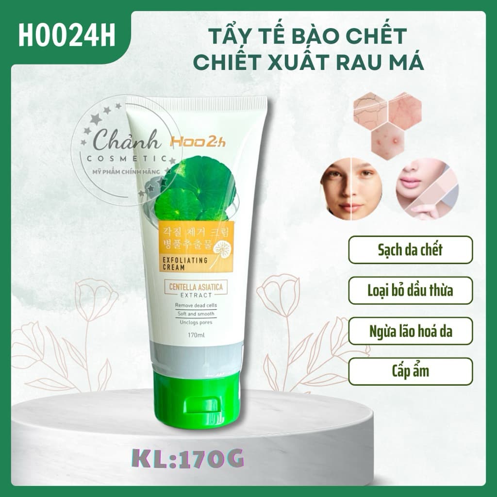 Kem Tẩy Tế Bào Chết Chiết Xuất Rau Má HOO24H Làm Sạch Da Chết, Giảm Nhờn, Thoáng Lỗ Chân Lông 170ml
