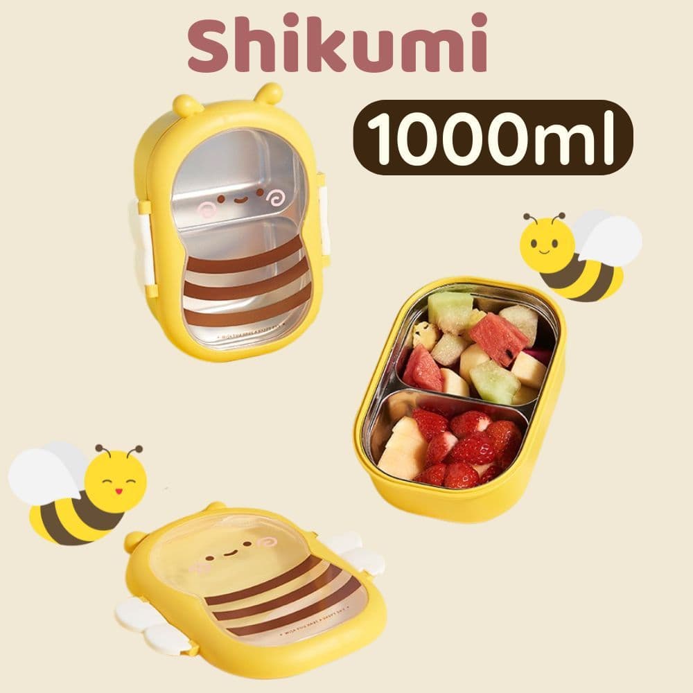 Hộp cơm trưa văn phòng Little Bee 1000ml Hộp cơm con ong dễ thương Shikumi