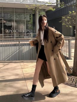[Sẵn] Áo Khoác Kaki Dáng Dài Kiểu Nữ Sang Chảnh Hàn Quốc Măng Tô Thu Đông Đi Đà Lạt Bigsize Hot Trend 2025 Chali AZ809 10