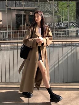 [Sẵn] Áo Khoác Kaki Dáng Dài Kiểu Nữ Sang Chảnh Hàn Quốc Măng Tô Thu Đông Đi Đà Lạt Bigsize Hot Trend 2025 Chali AZ809 9