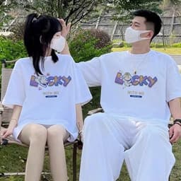Áo thun Unisex Nam Nữ Áo đôi in chữ LUCKY - HAPPY, chất cotton 100% - BOONE - BNE00022 7
