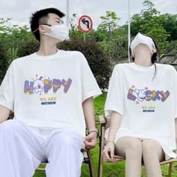 Áo thun Unisex Nam Nữ Áo đôi in chữ LUCKY - HAPPY, chất cotton 100% - BOONE - BNE00022 3