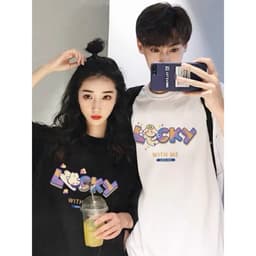 Áo thun Unisex Nam Nữ Áo đôi in chữ LUCKY - HAPPY, chất cotton 100% - BOONE - BNE00022 4