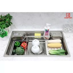 Chậu rửa bát Keeper CR02-7848 | Chậu rửa inox 1 hố | Bề mặt sần chống xước|Tặng đầu vòi hút nước rửa chén 4