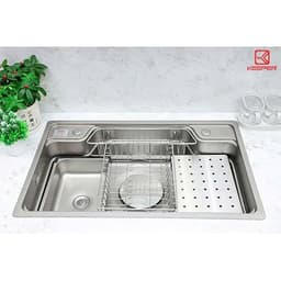 Chậu rửa bát Keeper CR02-7848 | Chậu rửa inox 1 hố | Bề mặt sần chống xước|Tặng đầu vòi hút nước rửa chén 6
