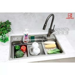 Chậu rửa bát Keeper CR02-7848 | Chậu rửa inox 1 hố | Bề mặt sần chống xước|Tặng đầu vòi hút nước rửa chén 5