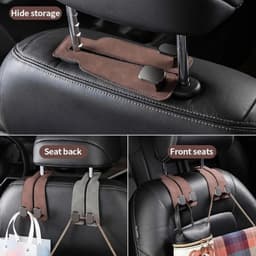Móc treo đồ ô tô chất liệu da nhỏ gọn tiện lợi lắp đặt dễ dàng trên ghế xe ô tô 3