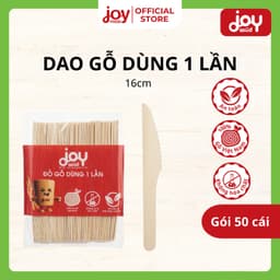 Set dao gỗ JOY WOOD 16cm cao cấp dùng 1 lần cắt bánh kem, thức ăn thân thiện môi trường (50 cái) 1