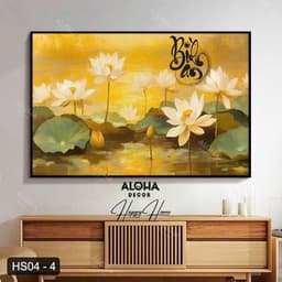 SIZE LỚN Tranh Bộ Hoa Sen Chất Liệu Tráng Gương Cao Cấp Bo Khung, Tranh Sen Treo Phòng Thờ, Phòng Khách Phong Thủy 8