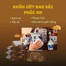 Thùng 10 Gói Khăn Ướt Lau Ban Thờ Phúc An,Khăn Ướt Bao Sái Hương Vị Trầm Tự Nhiên 9