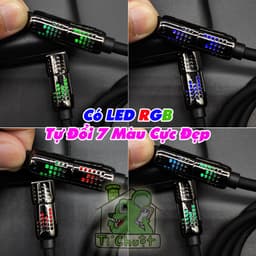 Cáp Sạc Nhanh 240W / 5A có 4 đầu 4 in 1 Đa Năng Magic John có chip EMarker & đèn LED RGB Chống Gãy cho iPhone / Android 7