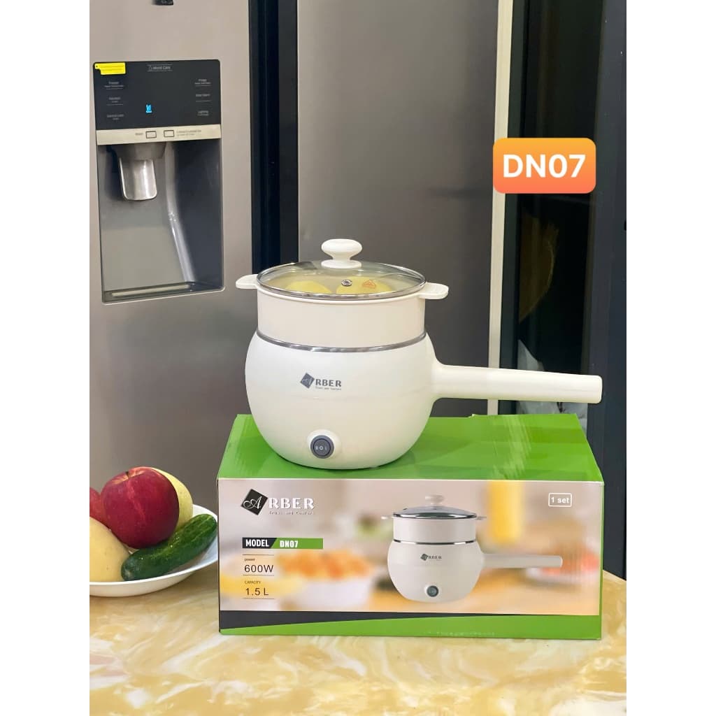 Nồi điện đa năng dáng bầu Arber DN07 kèm xửng hấp dung tích 1,5L đường kính 17cm bảo hành 12 tháng