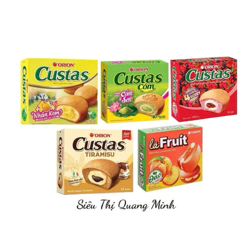 Hộp Bánh Custas Orion Kem Trứng, Ít Đường, Đủ Vị 282g (12 Gói)