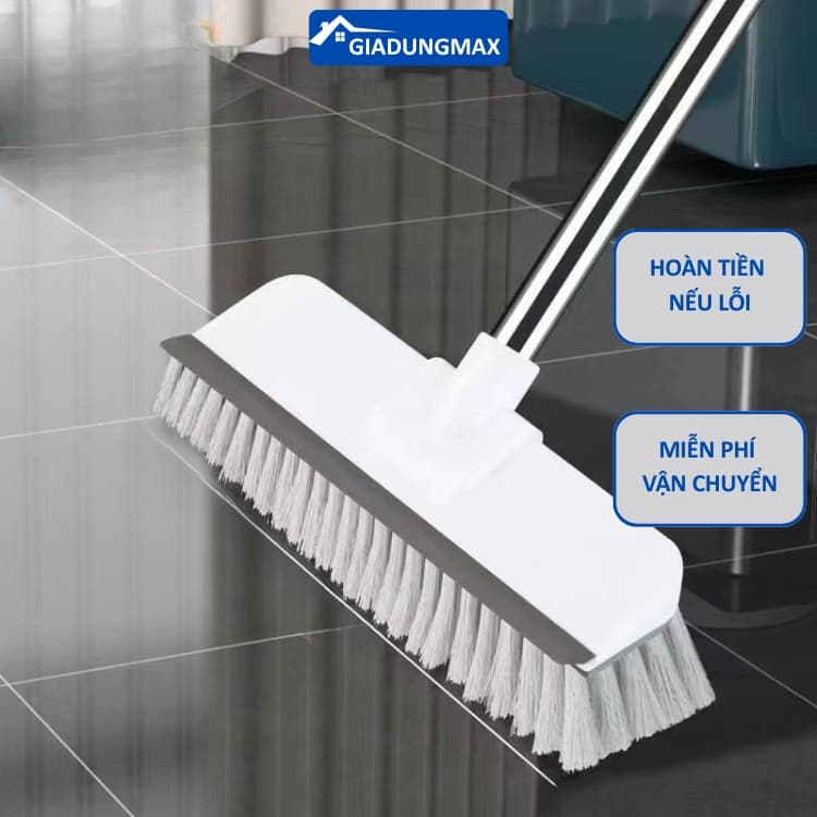 Cây Chà Sàn Nhà Tắm 2in1 Gạt Nước C1 - Chổi Cọ Sàn Cán Dài 120cm, Bàn Cọ Rộng 22cm C1